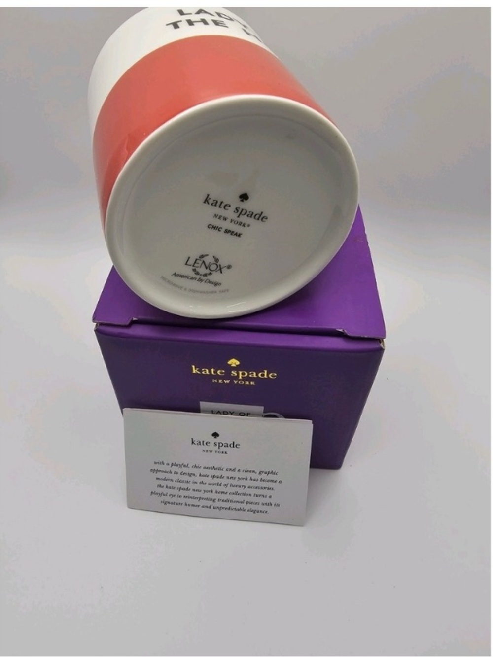 Kate Spade White & Red 'Lady of the Hour' Ceramic Mug w/ box NIB - Picture 4 of 6